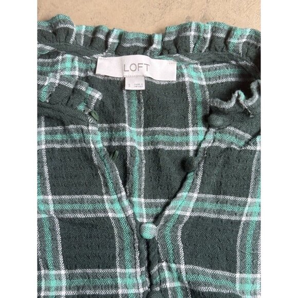Ann Taylor LOFT Plaid Ruffle Button Swing Dress in Spring Pine Womens S Green - Picture 6 of 12